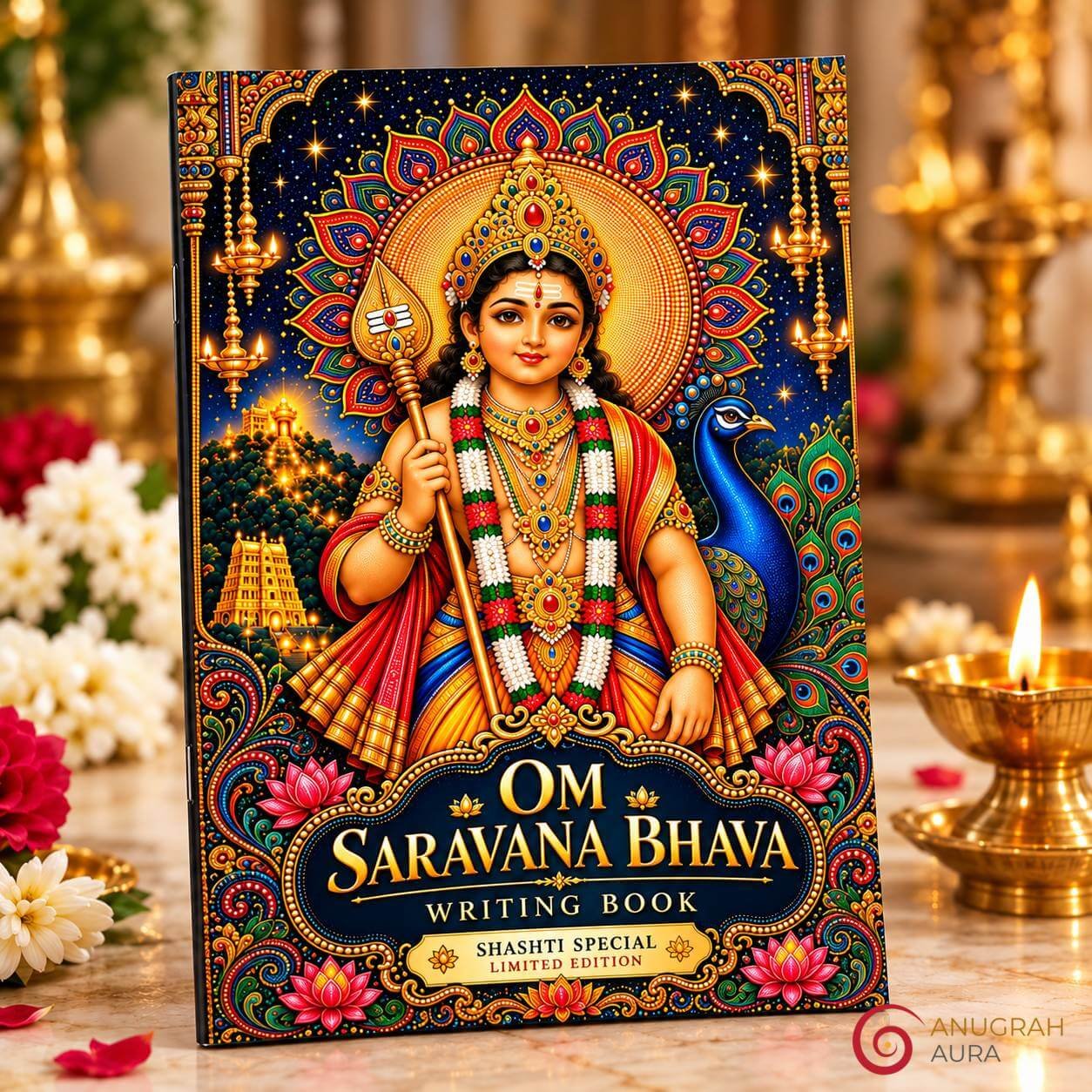 Om Saravanabhava and Vel Maaral devotional book front cover – Shashti Special Edition by Anugrah Aura